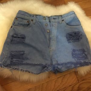 High wasted distressed Jean shorts
