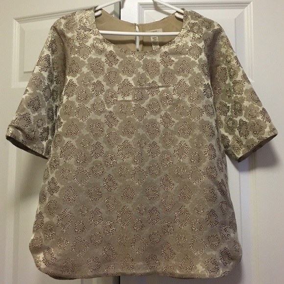 J.Crew metallic brocade baseball top