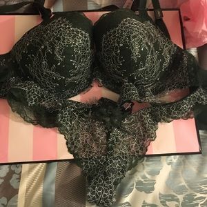 34ddd Lace Rhinestone Embellished Push-up Bra Set
