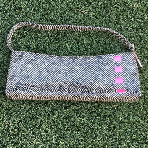 Black, white, and pink mini-shoulder bag