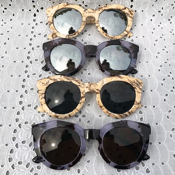 NWT UNISEX ROUND THICK MARBLE SUNGLASSES quay - Picture 2 of 2