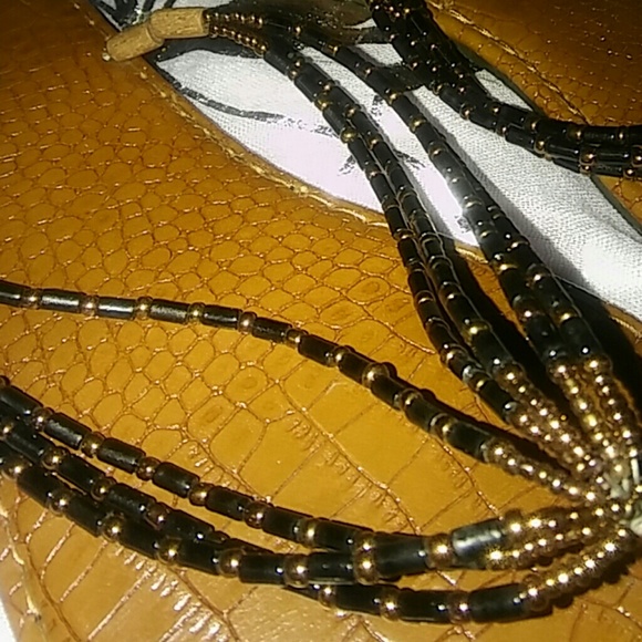👡Soda sandals with Brown & gold beaded strap - Picture 3 of 4
