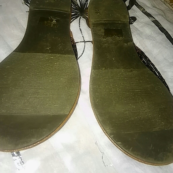 👡Soda sandals with Brown & gold beaded strap - Picture 4 of 4