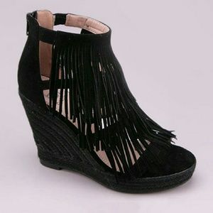 Open Toe Fringe Wedge
