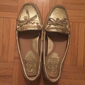 Vince Camuto gold loafers