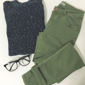 Zara olive green skinny jean, worn less than 3x