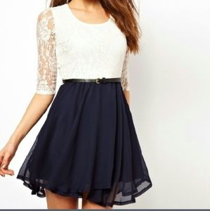 Anself navy blue and white dress