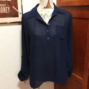 Sheer Navy Blue Blouse