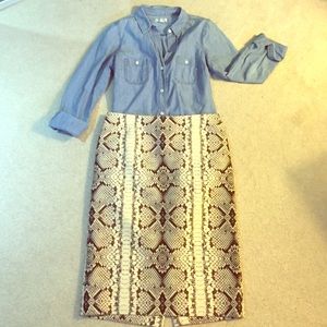 Snakeskin J crew pencil skirt