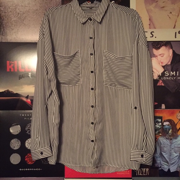 striped long sleep button up