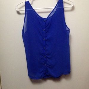 blue button up tank top