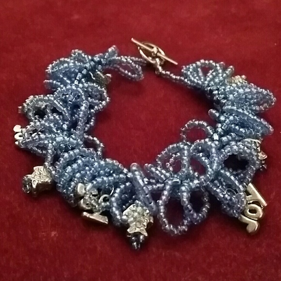 Beaded fringe charm bracelet