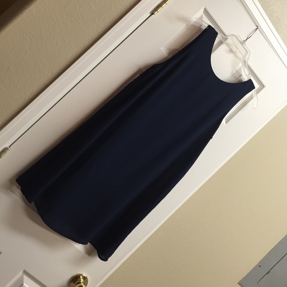 Navy Shift Dress with Bow