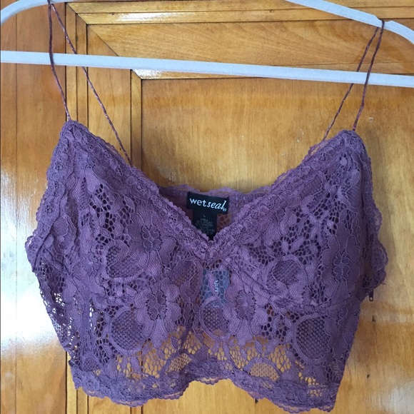 WET SEAL PURPLE SIZE LARGE LACE BRALETTE TOP
