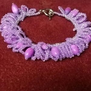 Purple beaded fringe bracelet