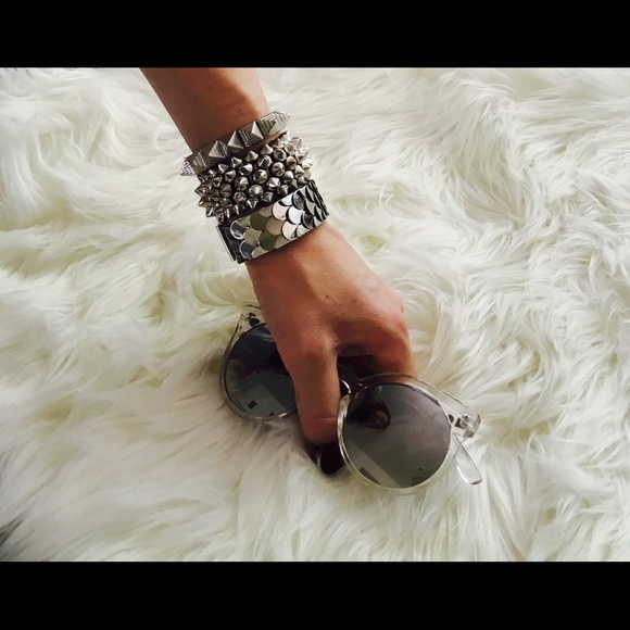 SALE: Silver tone cluster bracelets