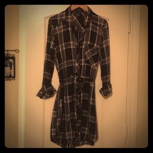 Forever 21 black & white, belted plaid dress