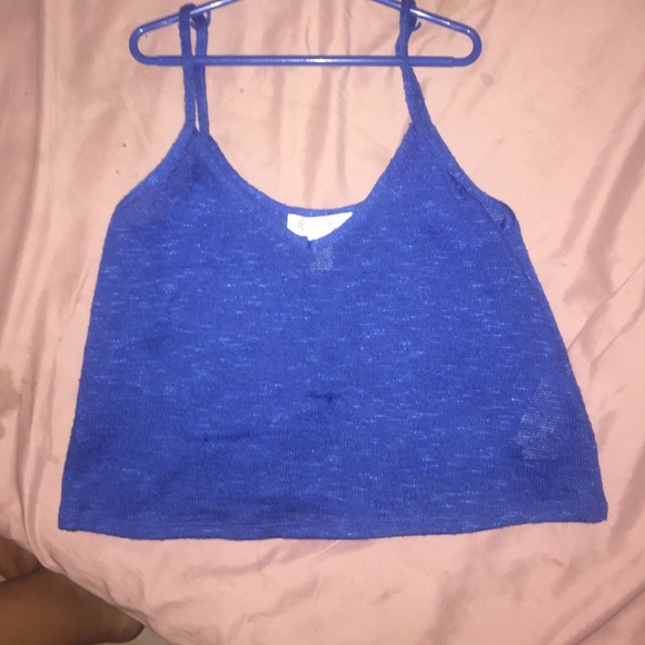 Blue crop top spaghetti striped blouse! 💙