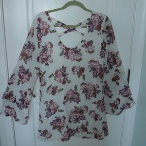 Tobi Floral Dress Cross in Front Long Sleeve