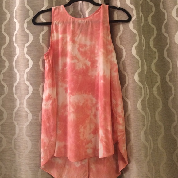 Peach tie-dye silk blouse