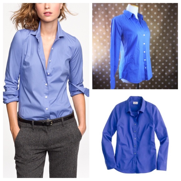 J.Crew blue hydrangea stretch perfect shirt