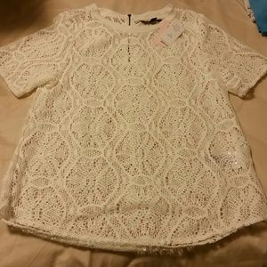 Banana Republic ivory backzip cocoon lace top MP