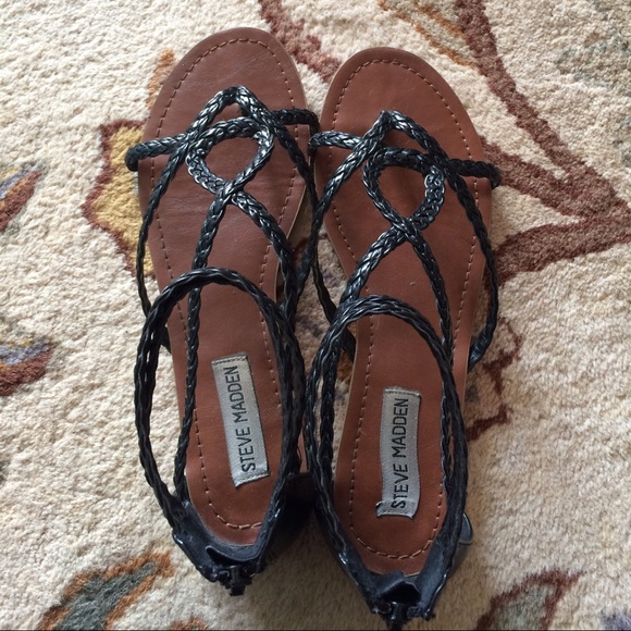 Black Steve Madden Gladiator Sandals with zippers