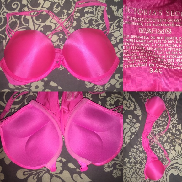 SOLD VS 34C racer back hot pink push up bra - Picture 1 of 1
