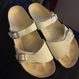 Yellow/White Birkenstock Sandals