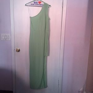 Sea Foam One Shoulder Gown