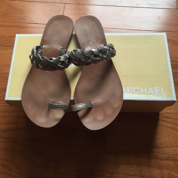 Michael Kors Flat Sandals in Metallic Silver