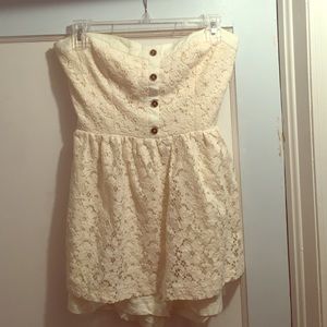 White strapless romper