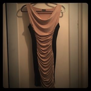 Tan and black tight dress