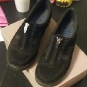 Keds black slip ons with zipper top
