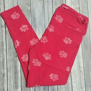 Red pawprint TC Lularoe leggings