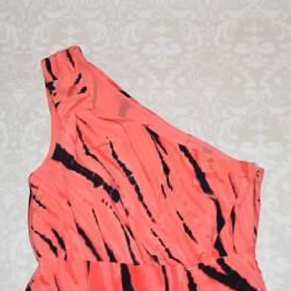548 one shoulder coral and navy dress