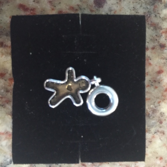 Gingerbread man, golden enamel silver