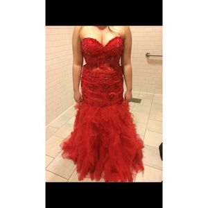 Red jasz couture prom dress