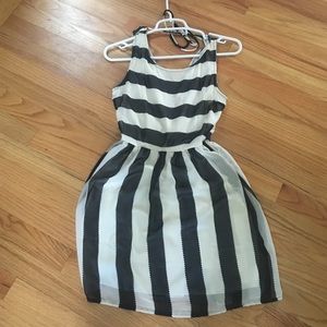 Black and white striped dress