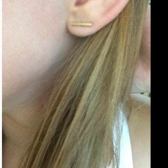 T bar earrings GOLD - Picture 2 of 3