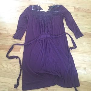 Plum dress with lace insert