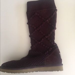 Dark purple knit UGG boots