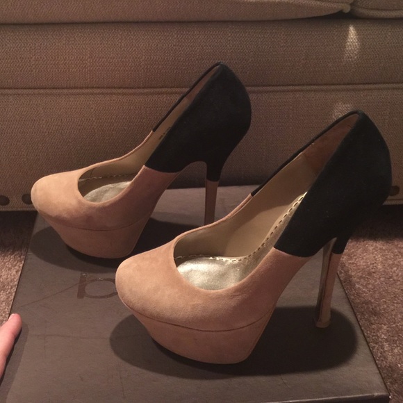 Beautiful Black and Tan suede heels from BEBE