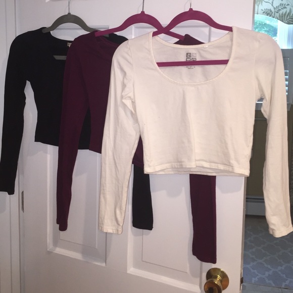 SET OF 3 LONG-SLEEVED CROP TOPS!!! GREAT DEAL!