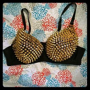 Gold spiked bra