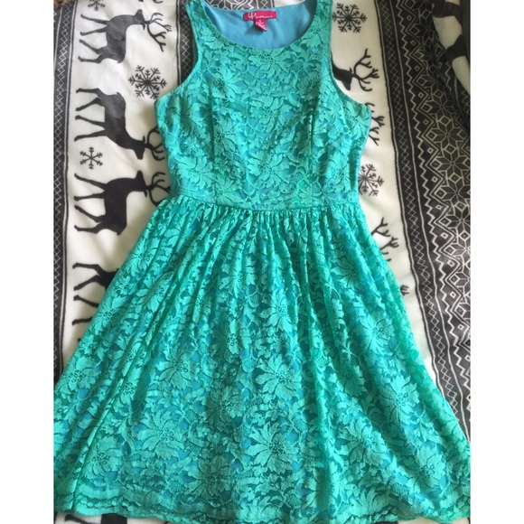 Teal lace dress