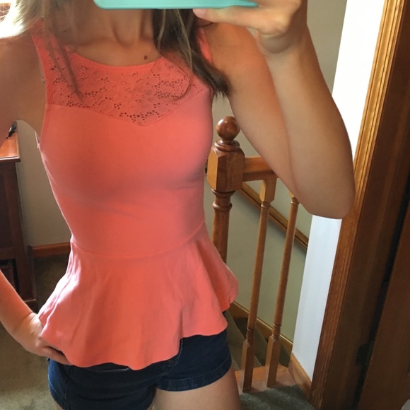 Peplum with lace accent
