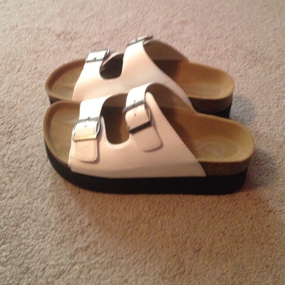 White platform Birkenstock style shoe