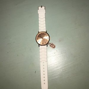 Rose Gold Watch with White Band