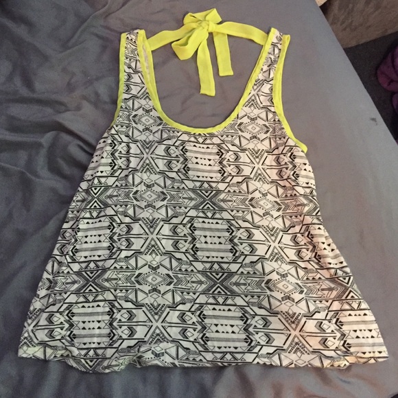 Black white and bright lime green tank!